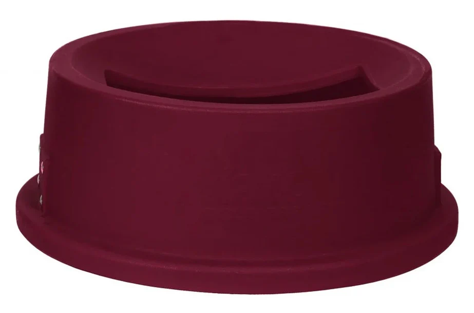San jamar KA3200 Katchall Plastic Round Trash Can Flatware Retriever Lid 22-1/4"Dia. x 10-1/2"H - Red - for 32 Gal Containers - Image 2