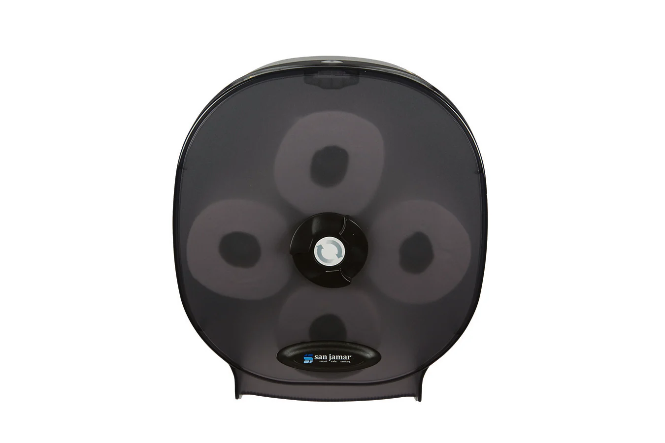 San Jamar R3900TBK Wall Mount Plastic 4-Station Carousel Tissue Dispenser - Translucent Black Pearl - Holds (4) 5" Rolls - Image 3