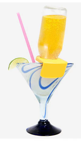 SC01 Margarita Clip Bottle Holder for Slant Angled Glass - Yellow - No Logo