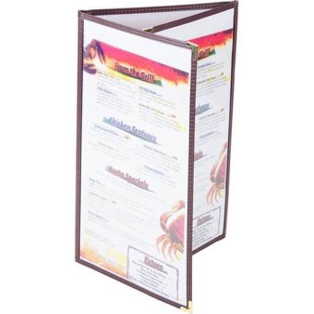 Menu Solutions SE330D-BU Triple Pane 6-View Fold-Over Menu Cover 8-1/2" x 14" - Burgundy