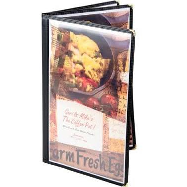 Menu Solutions SE340D-BK Triple Panel 6-View Booklet Menu Cover 8-1/2" x 14" - Black