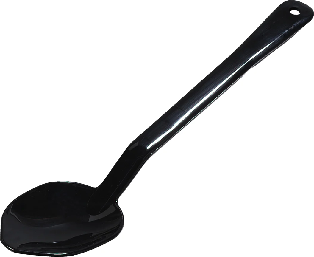 Carlisle 442003 One-Piece Plastic Solid Serving Spoon with Notched Handle 13" - Black - Image 10