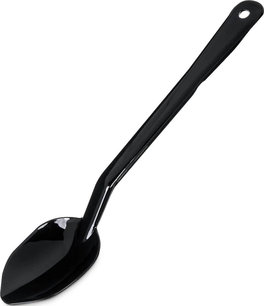 Carlisle 442003 One-Piece Plastic Solid Serving Spoon with Notched Handle 13" - Black - Image 2