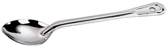 Browne 2760 Conventional Heavy Gauge Stainless Steel Solid Serving Spoon with Reinforced Grooved Handle 13" - Image 3
