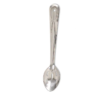 Browne 2774 Conventional Heavy Gauge Stainless Steel Slotted Serving Spoon with Reinforced Grooved Handle 15" - Image 2