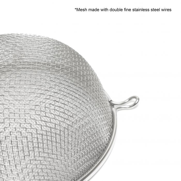 Thunder Group SLSTN5208 Stainless Steel Double Fine Mesh Strainer with Wood Handle 8" Dia. - Image 4