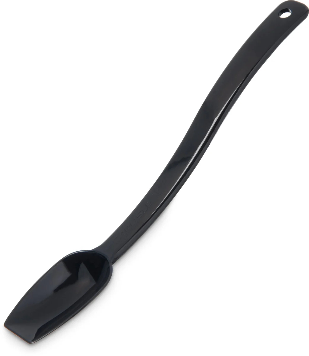 Carlisle 445003 One-Piece Plastic Solid Salad/Buffet Serving Spoon with Notched handle 8" - 1/4 oz. - Black - Image 8