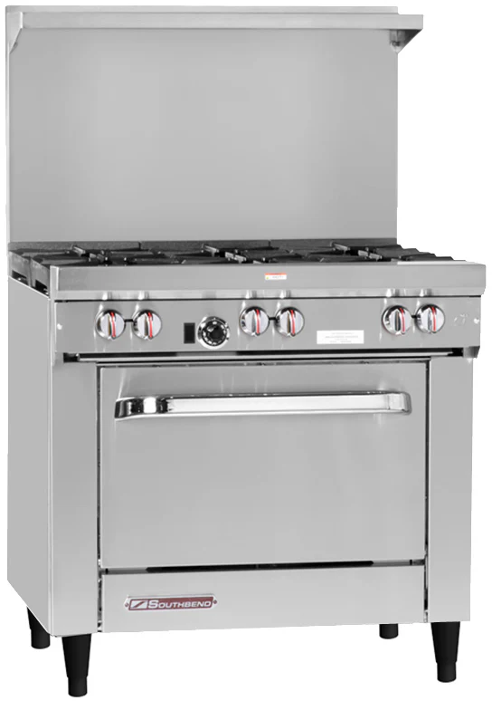 Southbend S36D-NG S-Series Restaurant Natural Gas Range with 6 Open Burners & Standard Oven 36" NG - 203,000 BTU