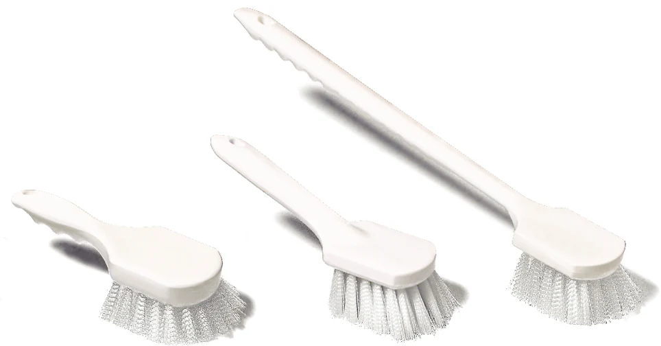Carlisle 4050000 Sparta All Purpose Kitchen / Utility Scrub Brush with Medium Stiff Nylon Bristles & Pistol Grip Poly Handle 20" - White - Image 4
