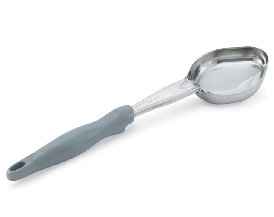 Vollrath 6412445 Jacob's Pride Color-Coded One-Piece Heavy-Duty Stainless Steel Solid Oval Spoodle Food Portioner with Gray Nylon Handle 4 oz.