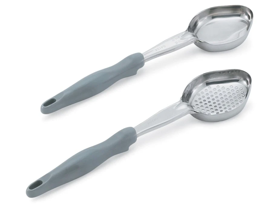 Vollrath 6412445 Jacob's Pride Color-Coded One-Piece Heavy-Duty Stainless Steel Solid Oval Spoodle Food Portioner with Gray Nylon Handle 4 oz. - Image 2
