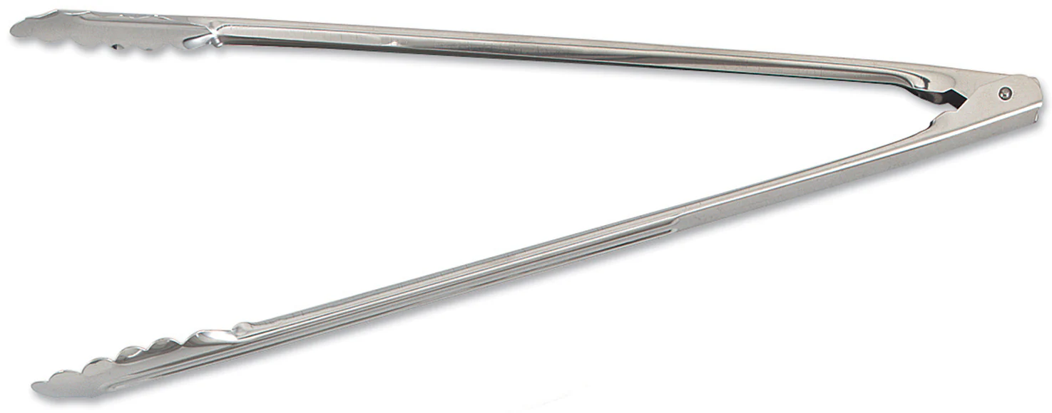 Browne 4513 2-Piece Stainless Steel Scalloped Utility Tongs 16" - Image 3