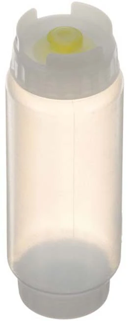 FMP 280-1802 Multi-Purpose Double-Ended FIFO Squeeze Bottle with (1) Label Cap & (1) Dispensing Cap - 12 oz. - Wide Mouth