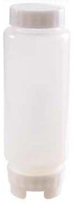 FMP 280-1802 Multi-Purpose Double-Ended FIFO Squeeze Bottle with (1) Label Cap & (1) Dispensing Cap - 12 oz. - Wide Mouth - Image 2
