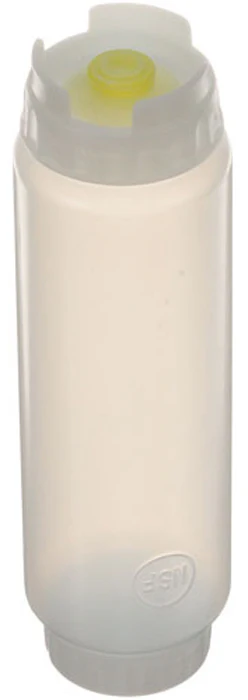 FMP 280-1805 Multi-Purpose Double-Ended FIFO Squeeze Bottle with (1) Label Cap & (1) Dispensing Cap - 16 oz. - Wide Mouth