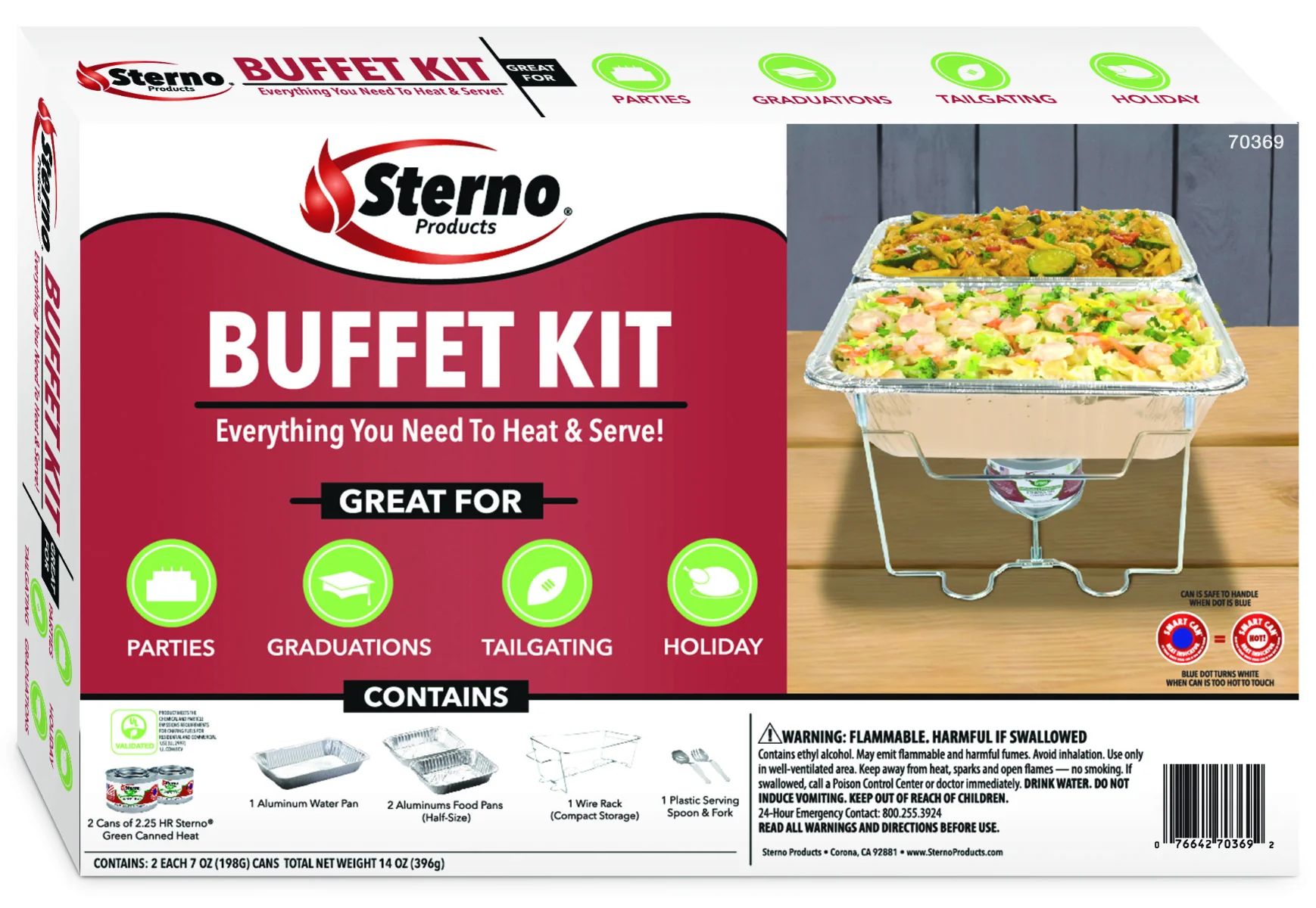 Sterno Products 70370 Buffet Kit with (2) Aluminum Half-Size Food Pans & Chafing Fuel 12-3/4" x 20-3/4" - Image 5