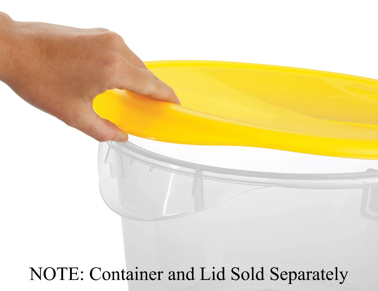 Rubbermaid FG572500YEL Polyethylene Round Food Storage Container Lid for 6-8 qt. - Yellow - Image 3