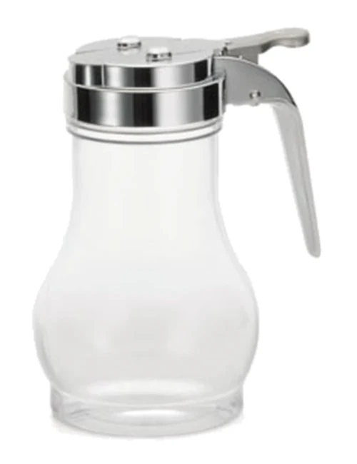 TableCraft PP410CP Teardrop Polypropylene Syrup Dispenser with Chrome Plated ABS Top 10 oz. - Translucent - Image 2
