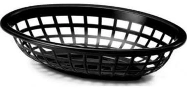 TableCraft 1071BK Side Order Plastic Oval Basket 8" x 5-1/4" x 2" - Black - 12/Case