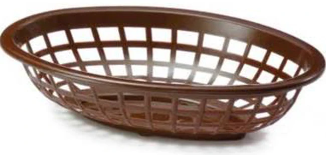 TableCraft 1071BR Side Order Plastic Oval Basket 8" x 5-1/4" x 2" - Brown - 12/Case