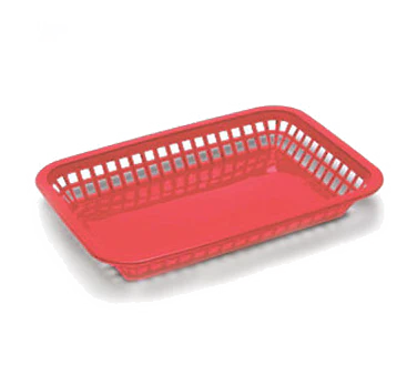 TableCraft 1079R Mas Grande Plastic Rectangular Platter Basket 11-3/4" x 8-1/2" - Red - 12/Case