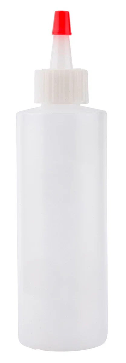 TableCraft 1104 Chef's Polyethylene Squeeze Bottle with Natural Cone Tip and Red Cap 4 oz. - Clear - 24/Case - Image 2