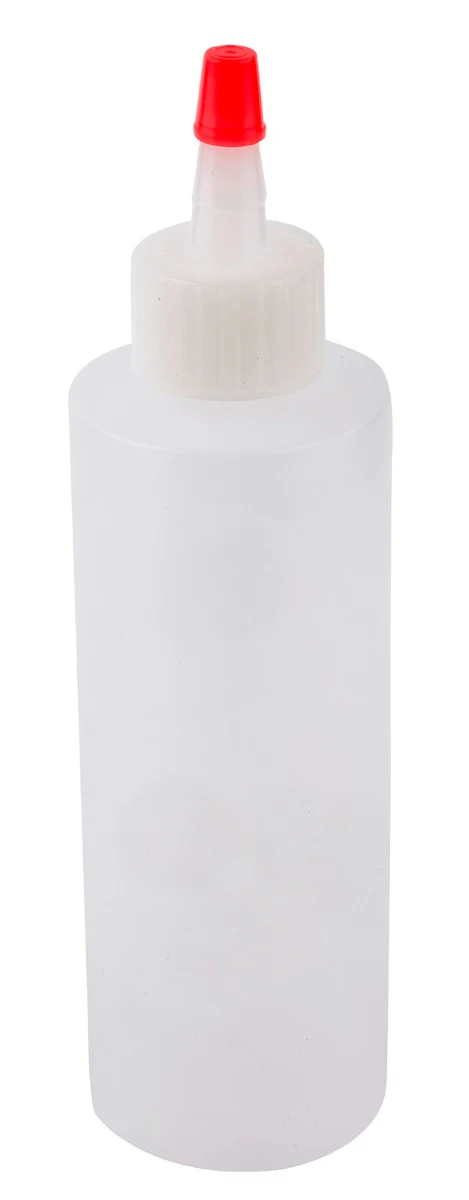 TableCraft 1104 Chef's Polyethylene Squeeze Bottle with Natural Cone Tip and Red Cap 4 oz. - Clear - 24/Case - Image 3