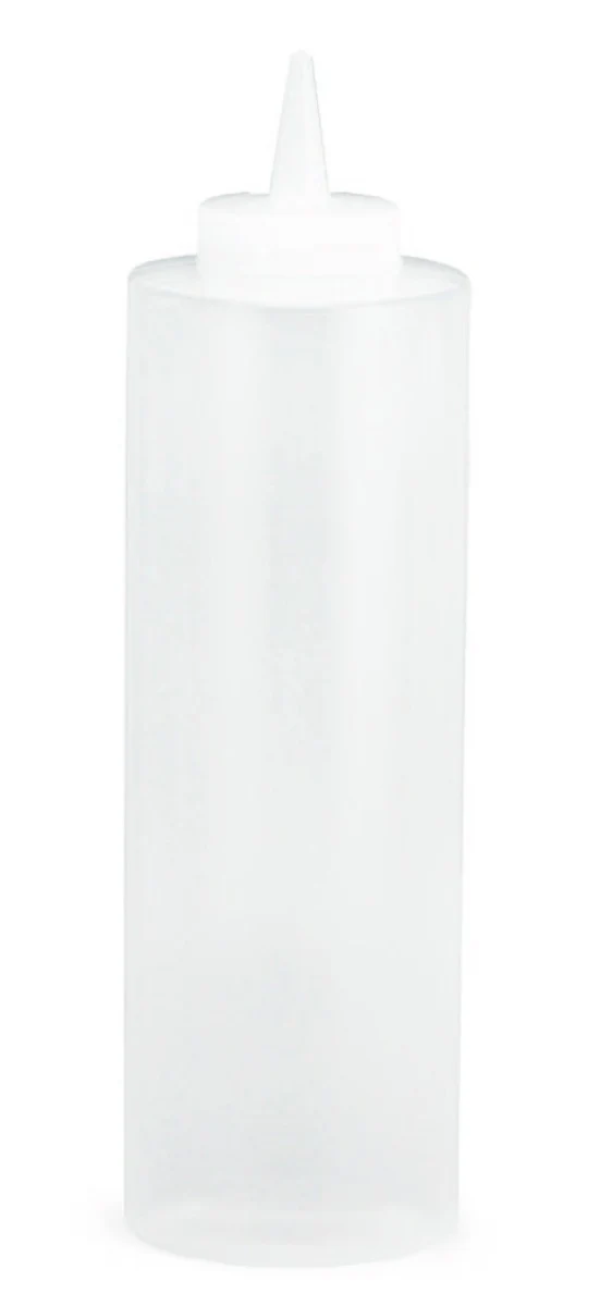 TableCraft 112C-1 Standard Polyethylene Squeeze Bottle with Natural Cone Tip Top and 38 mm Opening 12 oz. - Clear