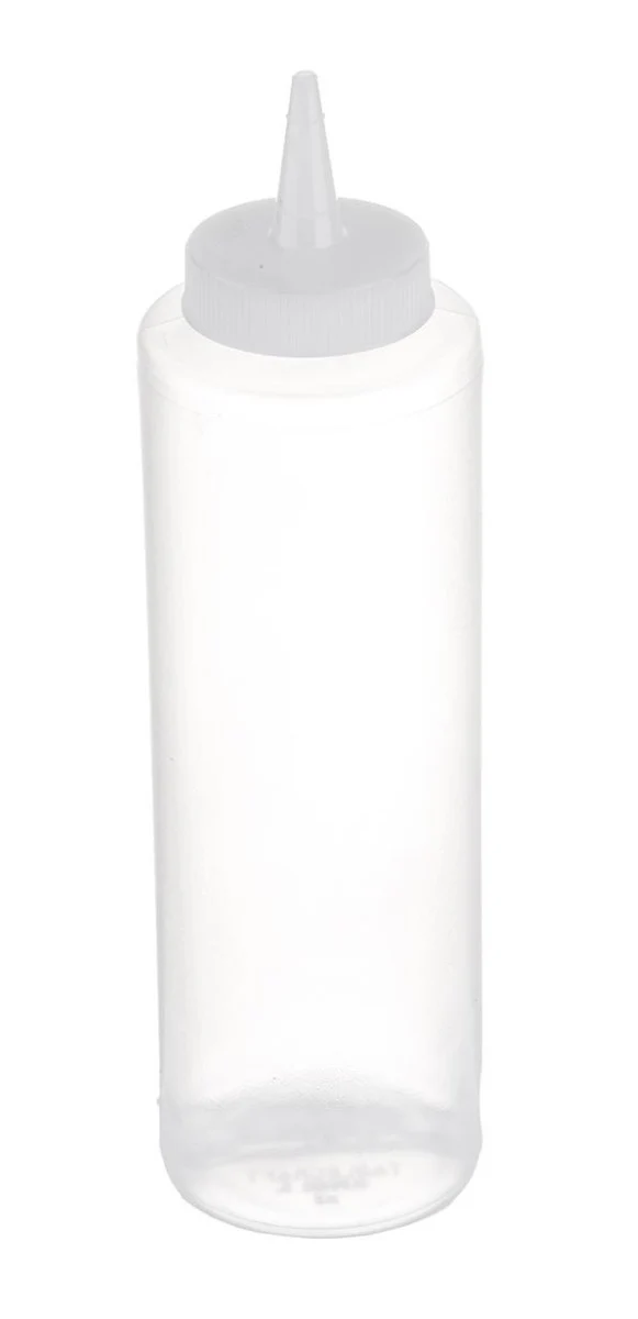 TableCraft 112C-1 Standard Polyethylene Squeeze Bottle with Natural Cone Tip Top and 38 mm Opening 12 oz. - Clear - Image 3