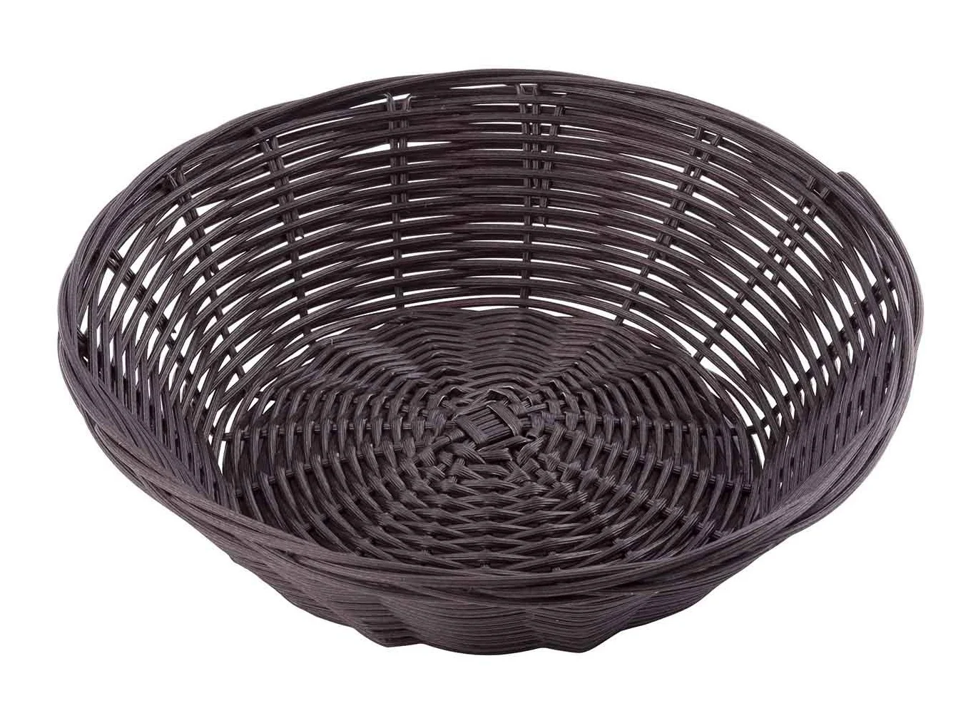 TableCraft 1475 Polypropylene Cord Handwoven Round Basket 8-1/2" dia. X 2-1/4"H - Brown - Image 2