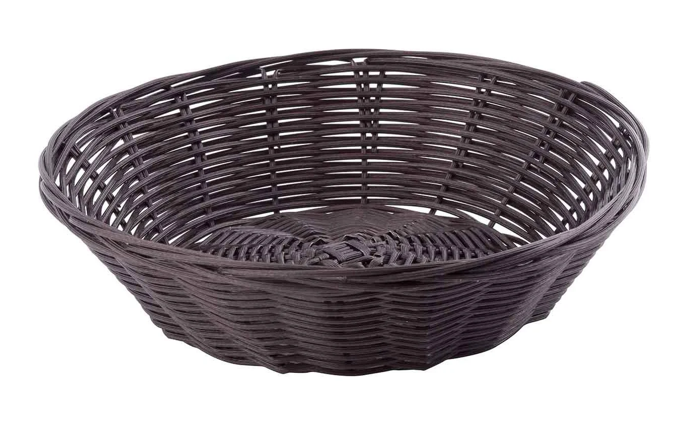 TableCraft 1475 Polypropylene Cord Handwoven Round Basket 8-1/2" dia. X 2-1/4"H - Brown - Image 3