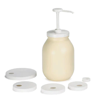 TableCraft 662K - Economy Condiment / Syrup Pump Kit - 1 oz. Pump and 5 Tops
