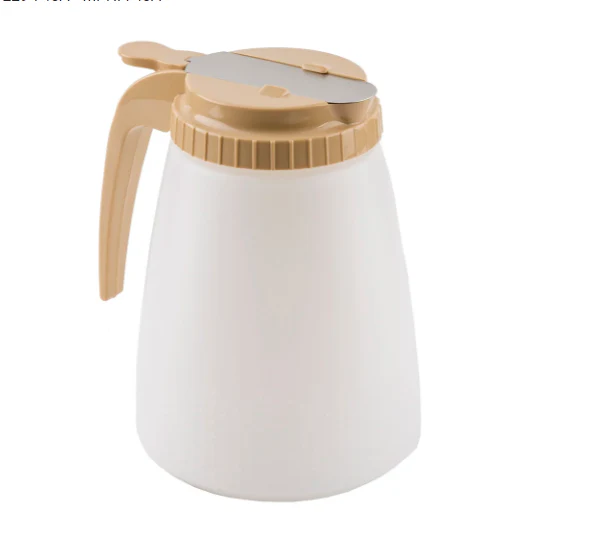 TableCraft 748A 48 oz All Purpose Cylindrical Dripcut Server - White Polyethylene, Almond ABS Top