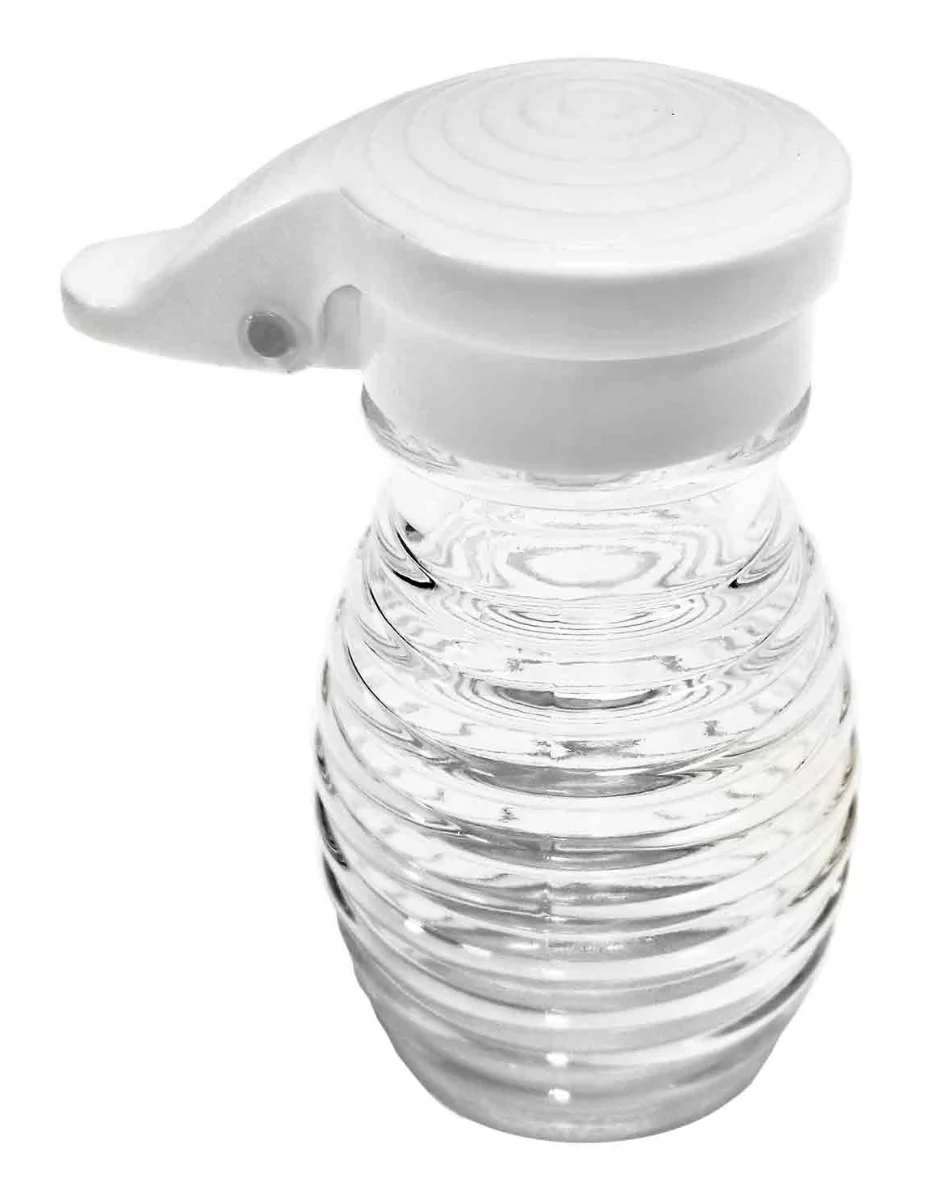 TableCraft BH2MPW Beehive Collection Glass Salt & Pepper Shaker with White Moisture Proof Plastic Flip Top 2oz. - Clear - Image 2
