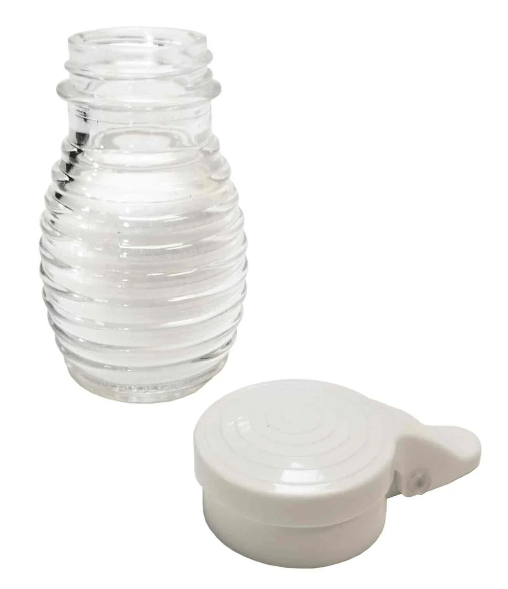 TableCraft BH2MPW Beehive Collection Glass Salt & Pepper Shaker with White Moisture Proof Plastic Flip Top 2oz. - Clear - Image 3