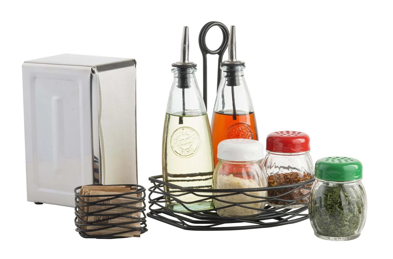 TableCraft BK156 Artisan Collection Powder Coated Metal Wire Sugar Packet Holder / Sugar Caddy 3" x 2-1/2" x 2" - Black - Image 2