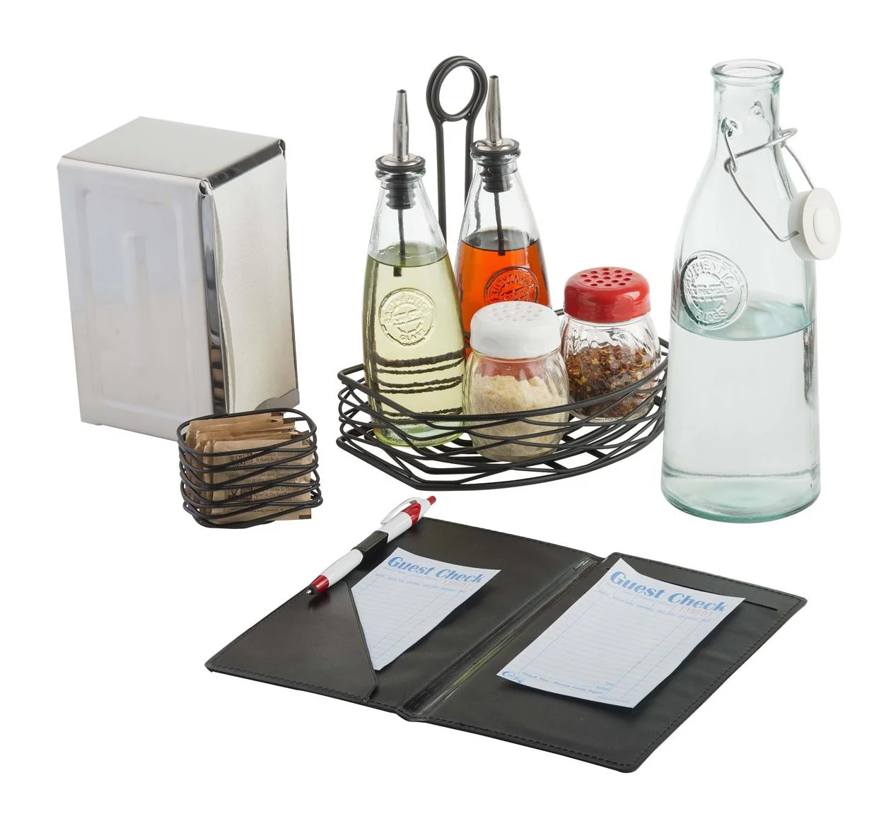 TableCraft BK156 Artisan Collection Powder Coated Metal Wire Sugar Packet Holder / Sugar Caddy 3" x 2-1/2" x 2" - Black - Image 3