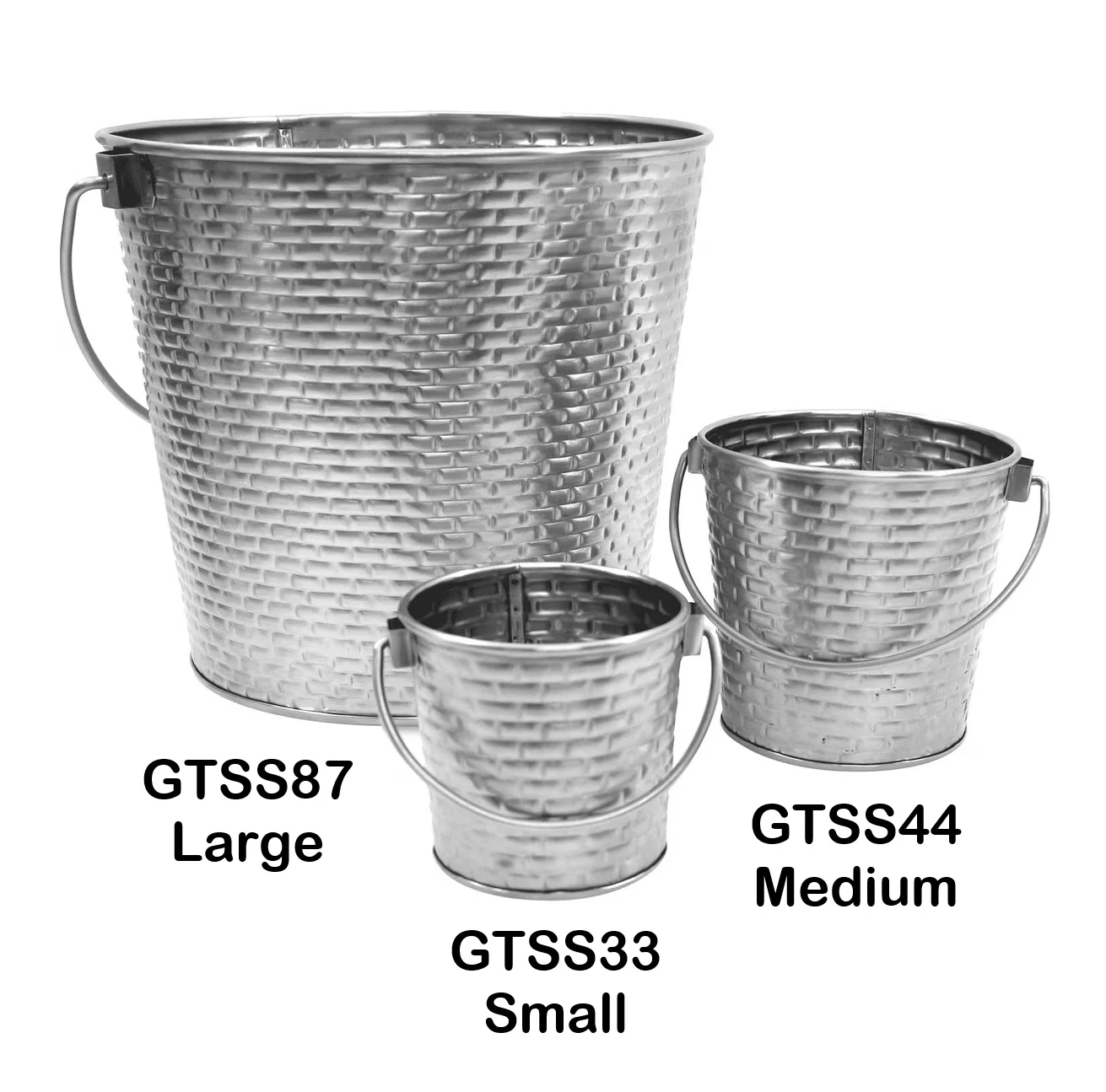 TableCraft GTSS33 Brickhouse Stainless Steel Small Round Serving Pail with Handle 3" dia. x 3-1/4"H - 9 oz. - 12/Case - Image 3