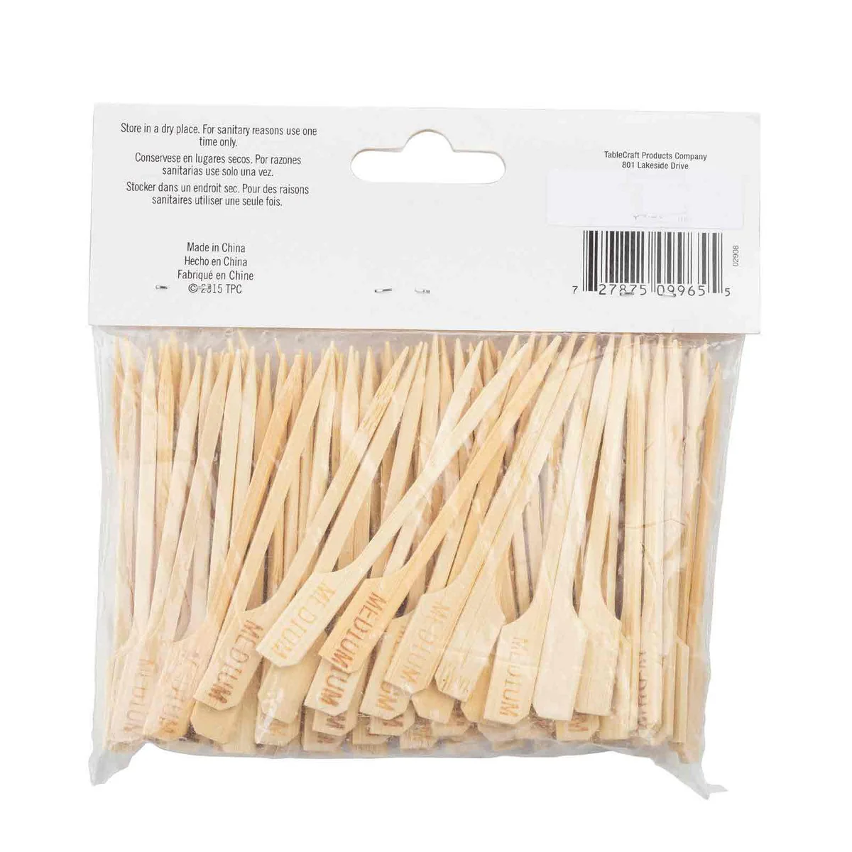 TableCraft MEDIUM "Medium" 3-1/2" Bamboo Temperature Meat Marker Pick - 100/Pack - Image 3