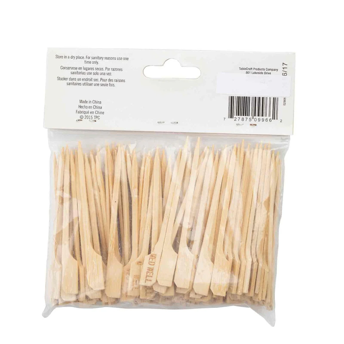 TableCraft MEDWELL "Med Well" 3-1/2" Bamboo Temperature Meat Marker Pick - 100/Pack - Image 3
