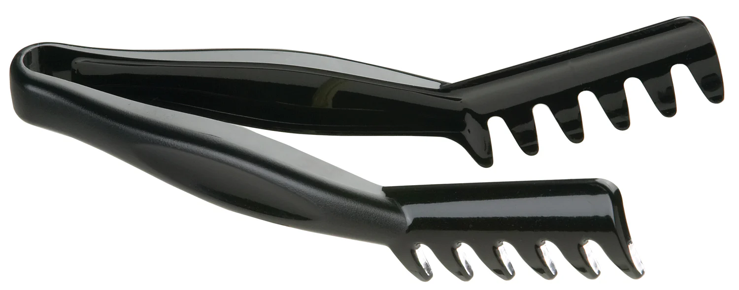 Cambro TGA8110 Lugano 1-Piece Plastic Angled Spaghetti Tongs 8-1/4" - Black