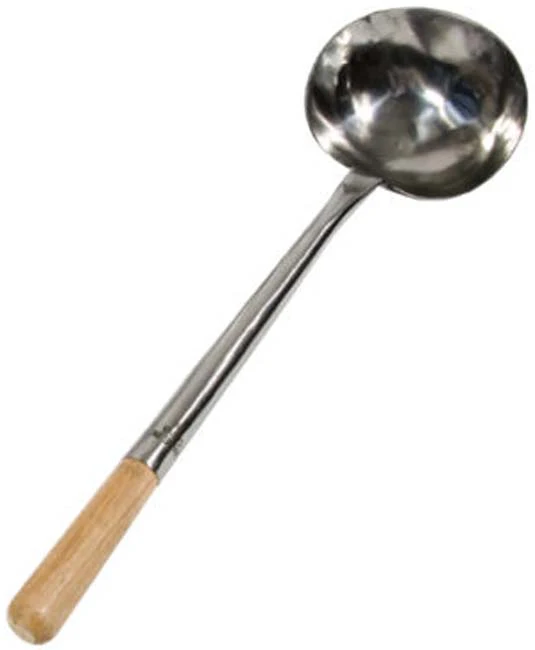 Town 34941 Large Hand Hammered Stainless Steel Wok Ladle with 18" Wood Handle 9 oz. - Image 2