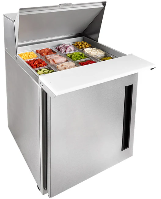 Traulsen Centerline CLPT-2708-SD-L 1-Section Left Hinged 1 Solid Door Compact Refrigerated Sandwich/Salad Prep Table with Roll-Top Lid 27" - Holds 8 (1/6) 4" deep pans (included) - 115v - Image 3