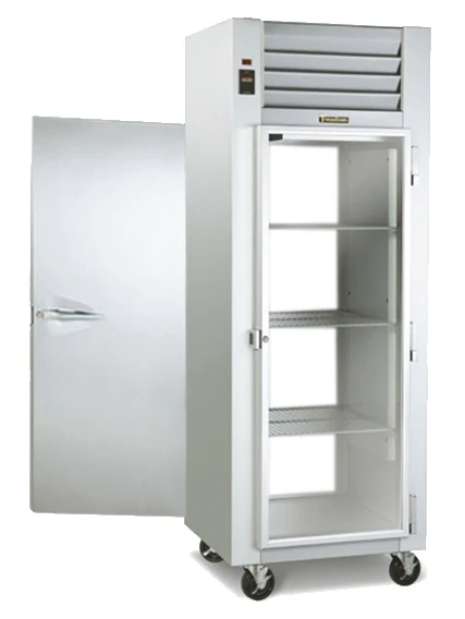 Traulsen G16012P 1-Section Right Hinged 1 Solid Full Door Front / Right Hinged 1 Glass Full Door Rear Pass-Thru Refrigerator 30" - 25.9 cu. ft. - 115v