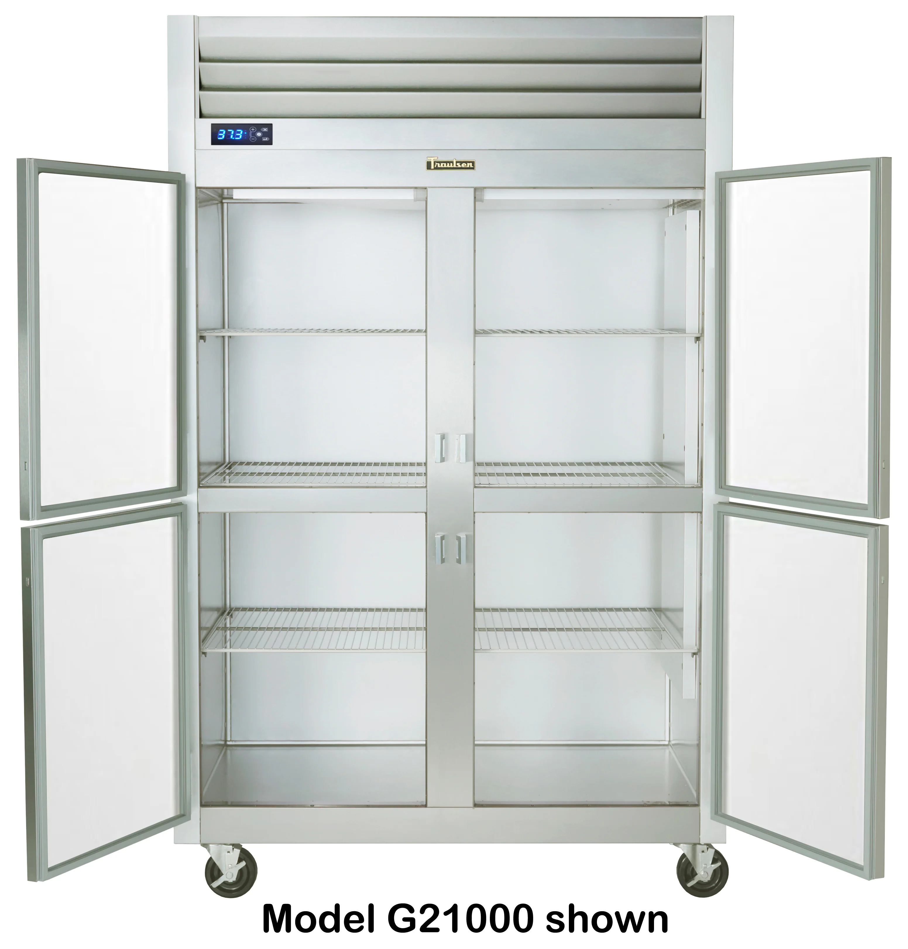 Traulsen G21001 2-Section Right/Left Hinged 4 Glass Half Door Reach-In Refrigerator 52" - 46 Cu. Ft. - Image 2