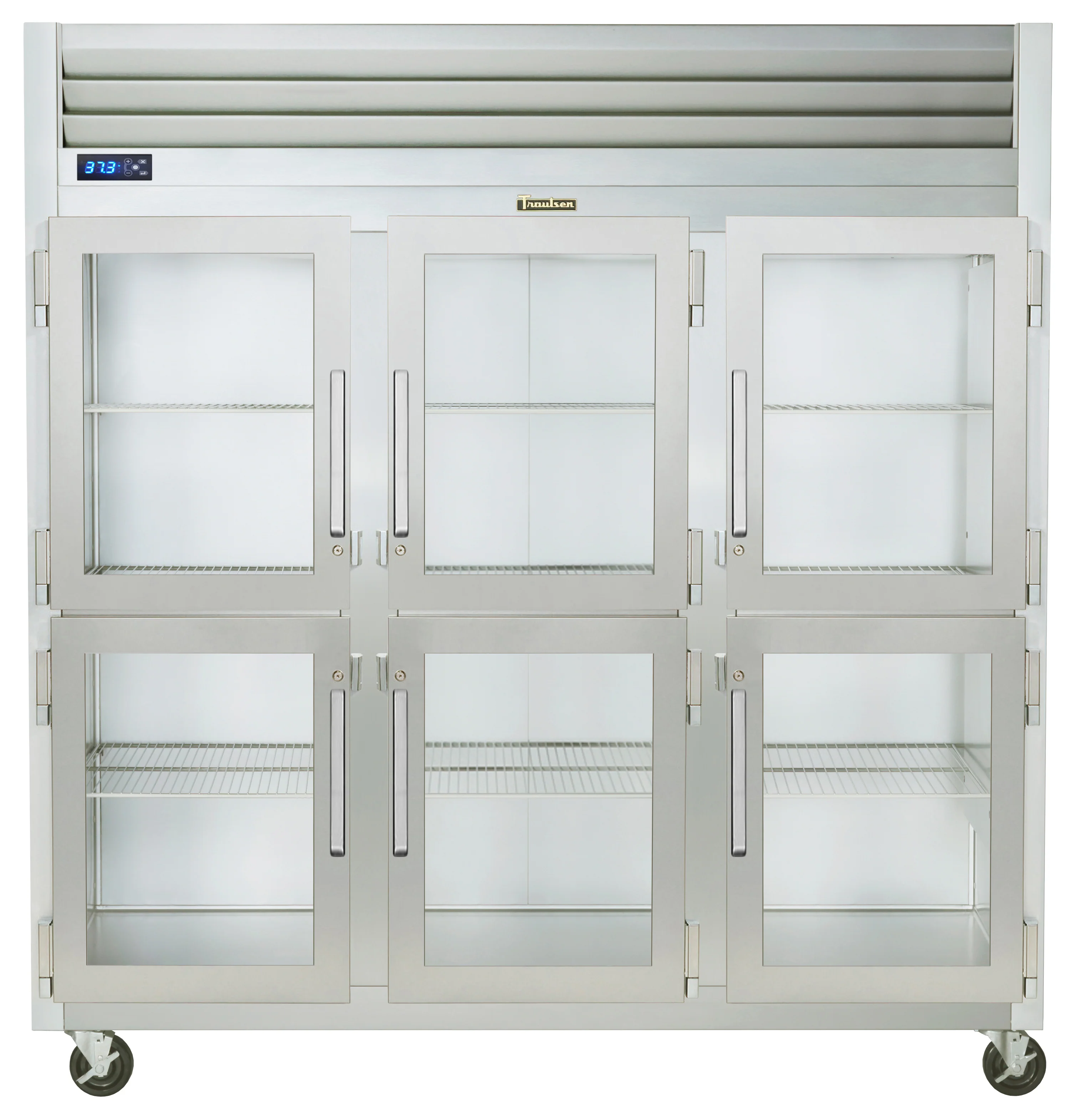 Traulsen G32000 3-Section Left/Right/Right Hinged 6 Glass Half Door Reach-In Refrigerator 76" - 69.1 Cu. Ft.