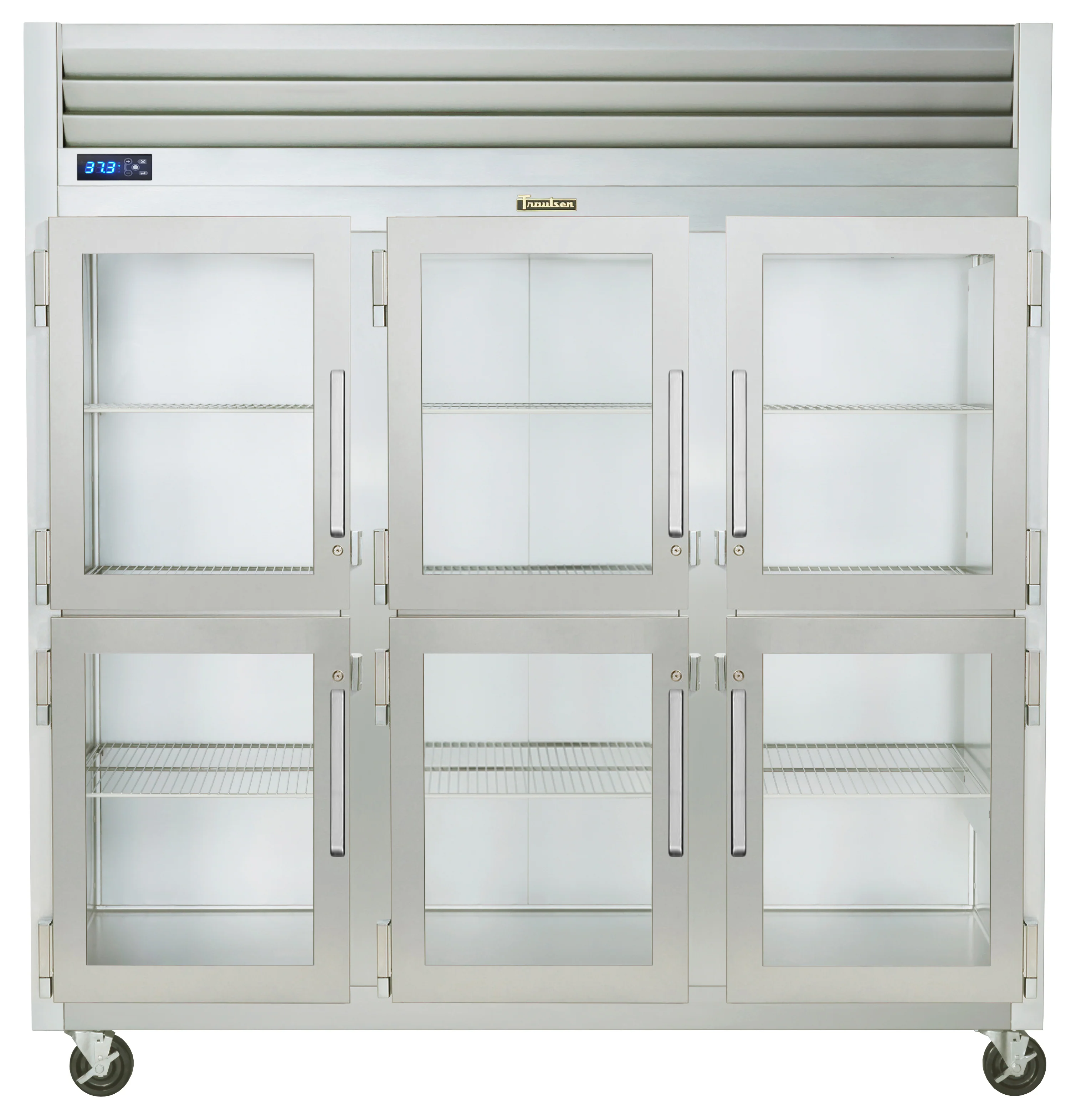 Traulsen G32001 3-Section Left/Left/Right Hinged 6 Glass Half Door Reach-In Refrigerator 76" - 69.1 Cu. Ft.