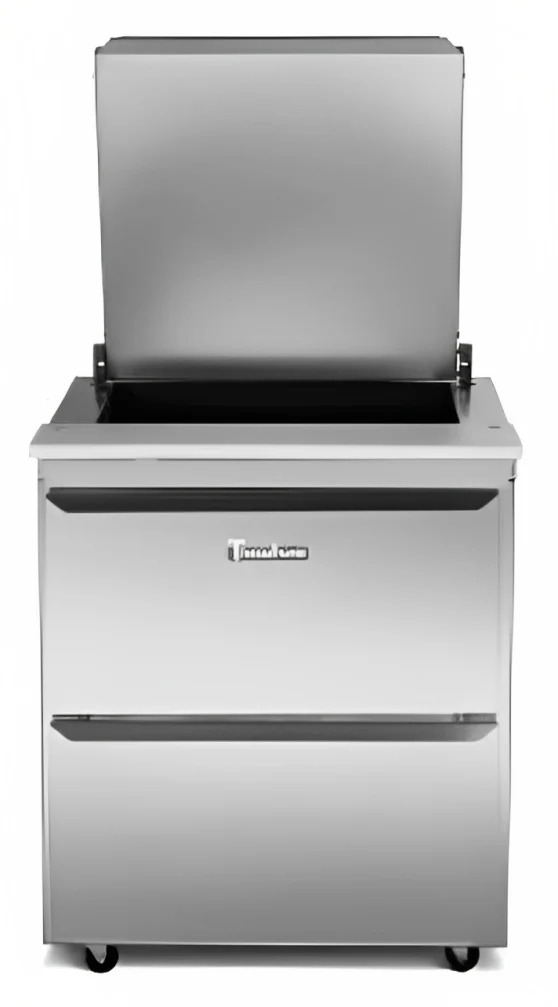 Traulsen UST276-L 1-Section Left Hinged 1 Door Refrigerated Salad/Sandwich Prep Table with Low Profile Flat Lid 27" - Holds (6) 1/6 Size Pans - 7.7 cu. ft. - 115v - Image 6