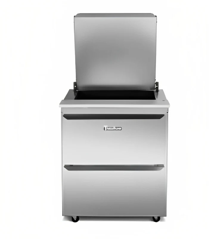 Traulsen UST2312-D 1-Section 2 Drawer Refrigerated Salad/Sandwich Prep Table with Low Profile Flat Lid 32" - Holds (12) 1/6 Size Pans - 8.8 cu. ft. - 115v