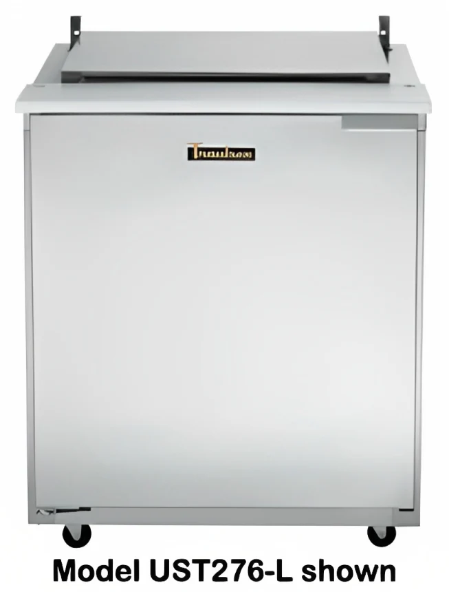 Traulsen UST2312-L 1-Section Left Hinged 1 Door Refrigerated Salad/Sandwich Prep Table with Low Profile Flat Lid 32" - Holds (12) 1/6 Size Pans - 8.8 cu. ft. - 115v - Image 6